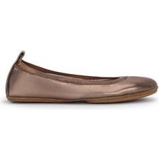 Bronze Ballerinas Yosi Samra Samara Foldable Leather Flat