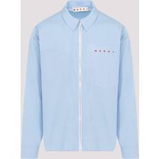 Marni Blue Zip-Front Boxy Fit Cotton Shirt - Blue