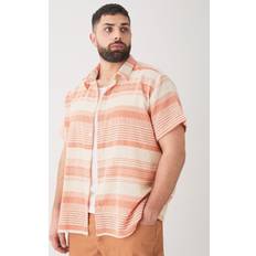 5XL - Mies Paidat boohooMAN Plus Short Sleeve Oversized Shirt - Stone