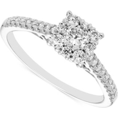 Engagement Rings Macy's Diamond Square Halo Engagement Ring 1/2 ct. t.w. in 14k White Gold White Gold