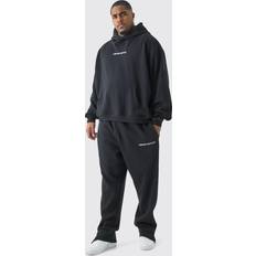 3XL Anzüge boohoo Mens Plus Oversized Boxy Split Hem Tracksuit Black