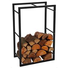 Metal Fire Pits & Fire Baskets Idooka Large Black Log Store Raised Stand Store