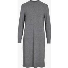 Skinn Klänningar Vila Klänning Crew Neck L/S Midi Dress Grå