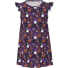 Nightwear Coaee Sold by: RANDHAWA, Halloween Sweet Candy Printed Girls Nightgowns Short Sleeve Nightdress Comfortable for Sleeping Lounge Wear Party