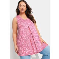 Blumen Tanktops Yours – Weites Trägershirt In Rosa Mit Blümchenmuster, Große Größen Für Damen, 50-52