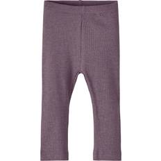 Lilla Bukser Børnetøj Name It Basis Ribstrikket Leggings - Arctic Dusk (13198040)