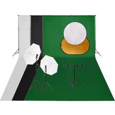 vidaXL Fotostudio-Set mit Leuchten, Hintergrund und Reflektor Schwarz