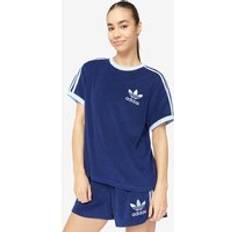 Blue - Women Tops adidas adidas Originals Womens 'Terry Towelling' Stripes T Shirt Blue