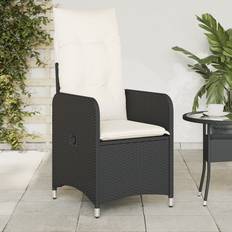 vidaXL Tuinstoel Verstelbaar Met Kussens Poly Rattan Zwart