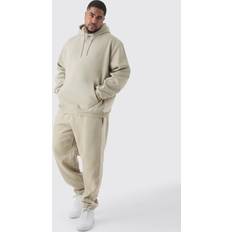 4XL - Herren Anzüge boohooMAN Plus Oversized Colour Block Piped Tracksuit - Taupe