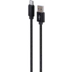 Gembird Gembird Cotton braided Type-C USB cable with metal connectors, 1.8 m, black color (1.80m, USB 2.0) USB Kabel