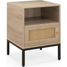 Rattan Bedside Tables Costway Home Boho Natural Bedside Table 40.6x40.6cm