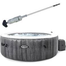 Pool Care Intex handheld pool vacuum w/purespa plus 4 person inflatable hot tub, greywood Gray