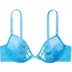 Victoria's Secret Very Sexy Unlined Rose Lace & Grommet Low-Cut Demi Bra - Capri Blue