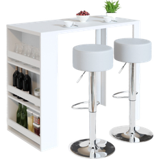 VICCO Counter High White Bar Table 57x117cm 3pcs