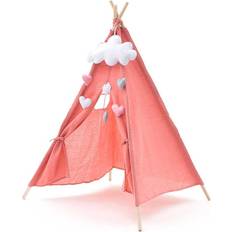 Spielzelte Tipi Zelt Kinder Montessori Robincool Kalpana 80x80x110 cm für Innen- und Außenbereich aus Rosa Stoff