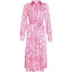 Quiz Paisley Satin Shirt Midi Dress - Pink