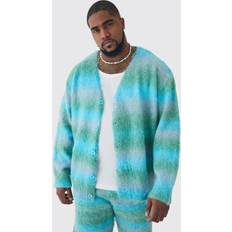 4XL - Mies Neuletakit boohooMAN Plus Boxy Fit Knitted Cardigan - Blue