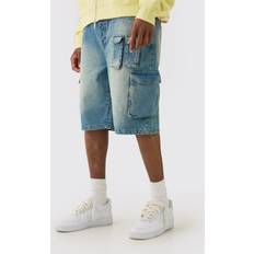 Farkkushortsit - Harmaa boohooMAN Mens Antique Wash Tall Official Denim Shorts