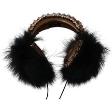 Dolce & Gabbana Crystal Fur Headset Audio Headphones - Black/Gold