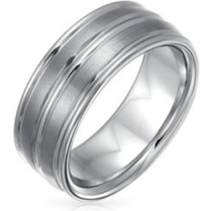 Gray - Wedding Rings Bling Jewelry Sold by: Wide Double Grooved Brushed Matte Wedding Band Titanium Rings 8MM