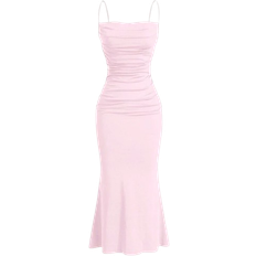Shein MOD Solid Ruched Mermaid Hem Cami Dress