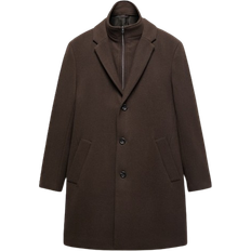 Polyamid Mäntel Mango Detachable Collar Wool Coat - Brown