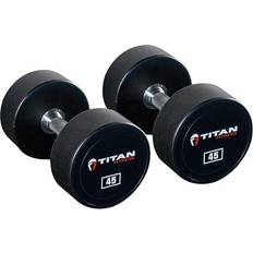 Weights Titan Fitness Round Urethane Coated Dumbbells, Knurled Handles, Sold in a Pair, Free Weights for Strength Training in Home Gym