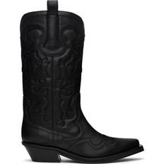 Ganni Botas altas Ganni Black Mid Shaft Embroidered Western Boots 004 Black/Black IT