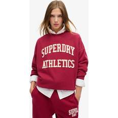 Superdry Women Tops Superdry Damen Übergroßer Athletic Essentials Rundhals-Pullover mit Applikation Rot Größe: