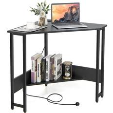 Costway Corner 90-degree Triangle Outlet-Black Writing Desk
