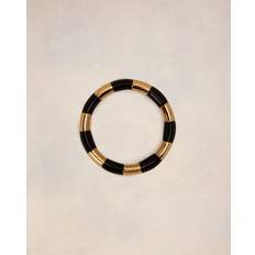 Ami Paris Striped Signature Ring Black