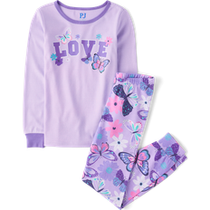 Purple Nightwear Children's Clothing The Children's Place Girls Love Butterfly Snug Fit Cotton Pajamas Purple