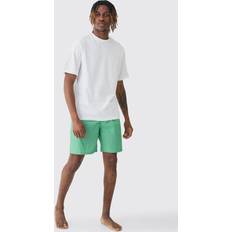 Yöasut boohooMAN Mens Green Tall T-shirt & Short Stripe Lounge Set