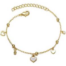 14k - Children Bracelets Rachel Glauber GigiGirl Kids' 14k Gold Plated With Heart Charms And Beads Gold