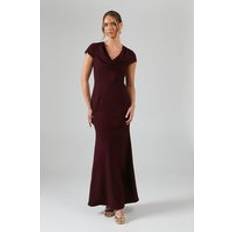 Evening Gowns Dresses Coast Cowl Front Lace Trim Detail Bridesmaids Maxi Dress Malbec