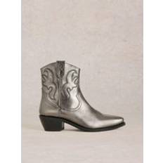 White Stuff Beau Western Boot In Pewter Pewter Metallic