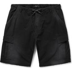 Balenciaga Shorts Balenciaga Wide-Leg Distressed Cotton-Ripstop Drawstring Cargo Shorts Men Black