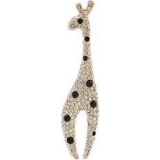 Crystal Brooches Avalaya Clear/ black crystal giraffe brooch in gold tone metal 70mm