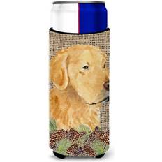 Golden Retriever on Faux Burlap with Pine Cones Ultra Beverage Insulators for Slim Cans SS4067MUK