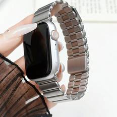 Shein pc Silver Magnetic Stainless Steel Metal Watch Band Suitable All Apple Watch Band Models The