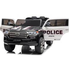 Polices Electric Vehicles LIZHOUMIL Kids Electric Ride on Police Car, 12V Battery Powered SUV Truck Licensed Toyota Vehicle with Remote Control, LED Lights, Music, Double Open Doors for Boys Girls, Black White