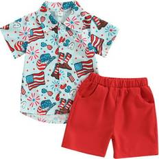 Other Sets Emmababy Sold by: hahawez, Independence Day Kids Boys Clothes Sets Flag/Stars/Rainbow/Ice Cream Print Short Sleeve Shirts Shorts 2Pcs