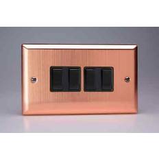 Wall Switches Varilight 4-Gang 10A 1- or 2-Way Rocker Switch Twin Plate in Brushed Copper