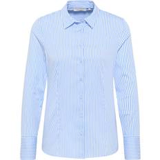 Eterna Katoen Blouses Eterna Classic Overhemd - Blauw/Wit