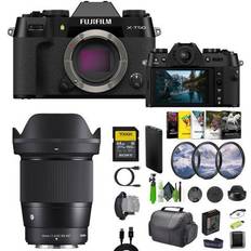 Fujifilm Digital Cameras Fujifilm X-T50 Mirrorless Digital Camera Sigma 16mm Contemporary Lens More