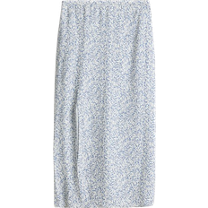 H&M Crepe Skirt - White/Blue Floral