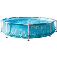 3.05 m Piscines Hors Sol Intex Beachside Metal Frame Round Pool Ø3.05x0.76m