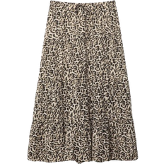 Stradivarius Flowing Leopard Print Midi Skirt - Caramel