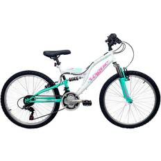 Vogue Junior Girls Full Suspension Mountain 24In Wheel White/Teal